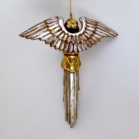 NEW 6.5” CHRISTMAS HOLIDAY GILT GOLD SILVER TRUMPETING ANGEL ORNAMENT LOT - Picture 11 of 11